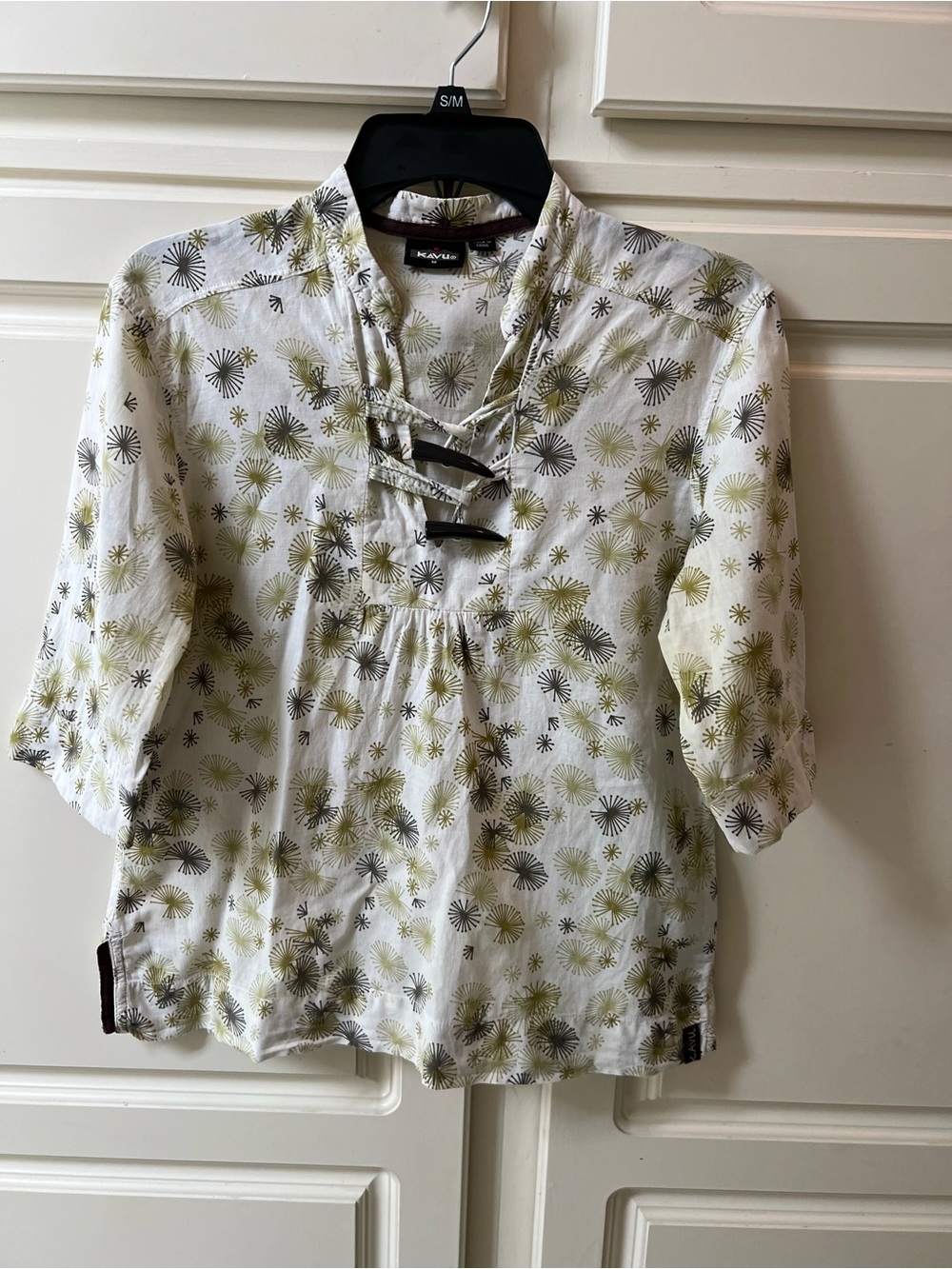 Kavu White Olive Print Blouse